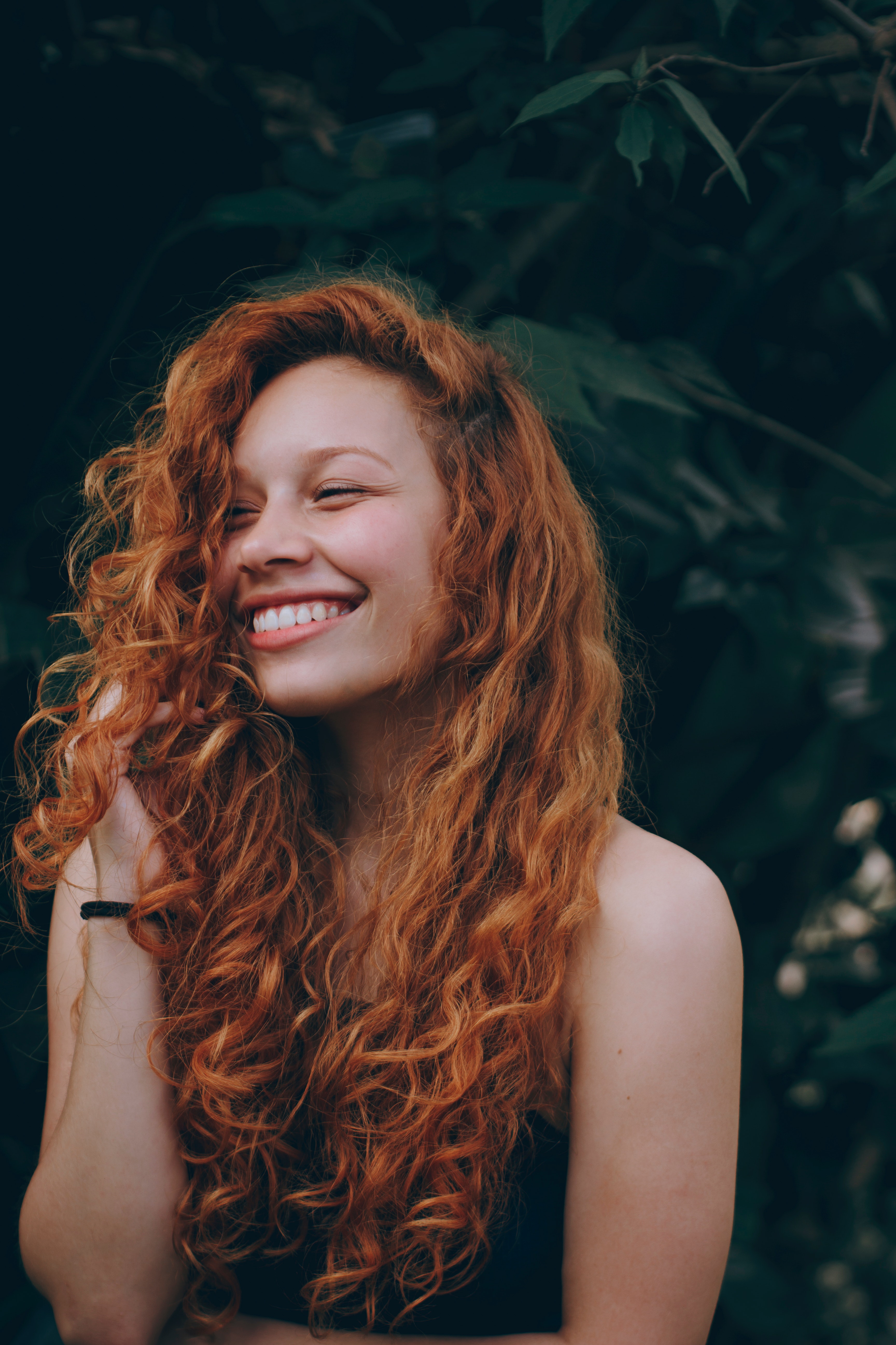 Red haired girl laughing